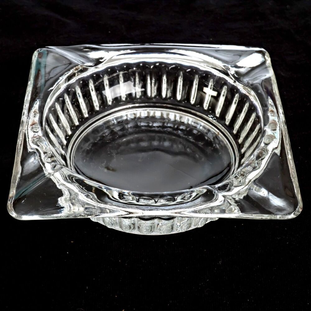 Vintage Glass Ashtray - 4x4"